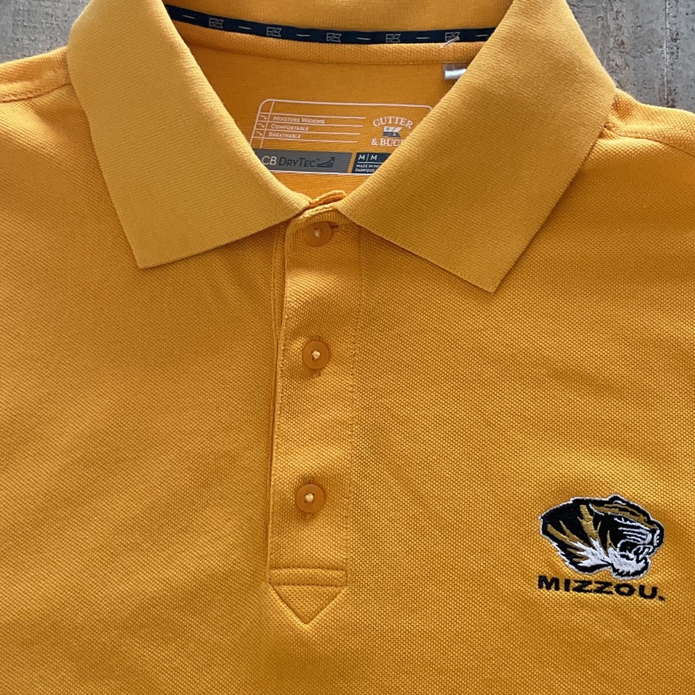 Cutter & Buck Men's Yellow embroidered M Polo Shirt Missouri Mizzou Tigers